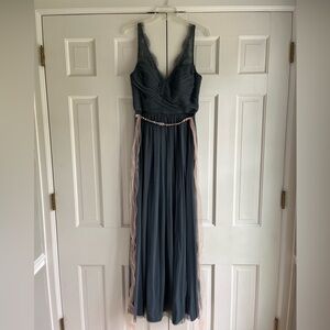 hitherto by Anthropologie gray prom/bridesmaid dress